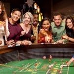 a group of people gambling