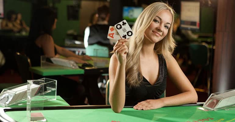 a female casino dealer