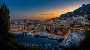 monte carlo at dawn, with its buildings and the sea The Lucky City